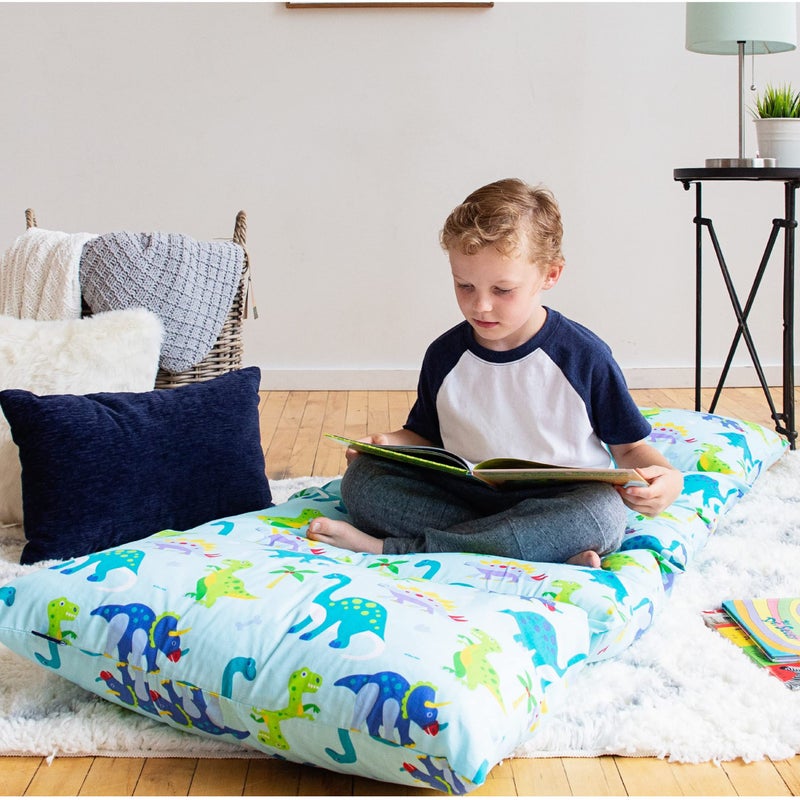 Wildkin Kids Floor Lounger â€“ Pillow Lounger, Travel-Friendly, Ideal for Sleepovers, Fits Standard Pillows - Dinosaur Land - Image 2